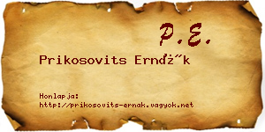 Prikosovits Ernák névjegykártya